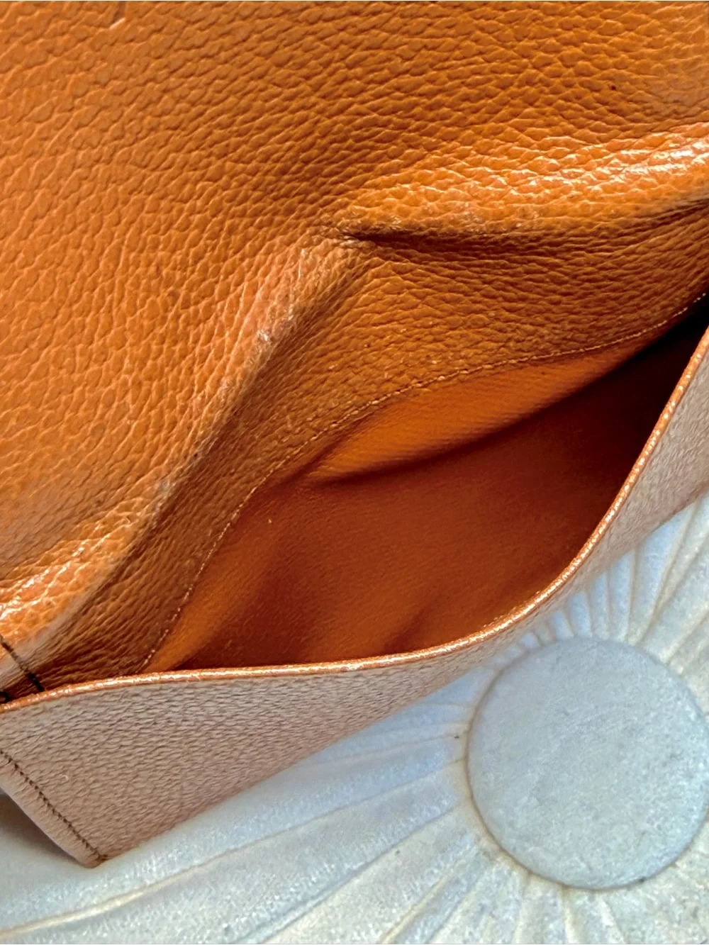 Saint Laurent Tan Pebbled Leather Card Holder